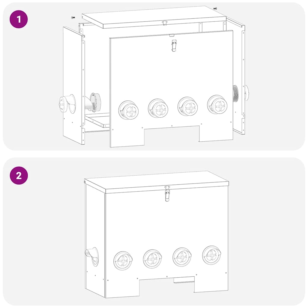 vidaXL Comedero para Pollos Negro 60,5 x 29 x 51 cm, Comedero Moderno para Pollos, Resistente y Amplio, Ideal para Mascotas, jardín y Ganado en el Exterior