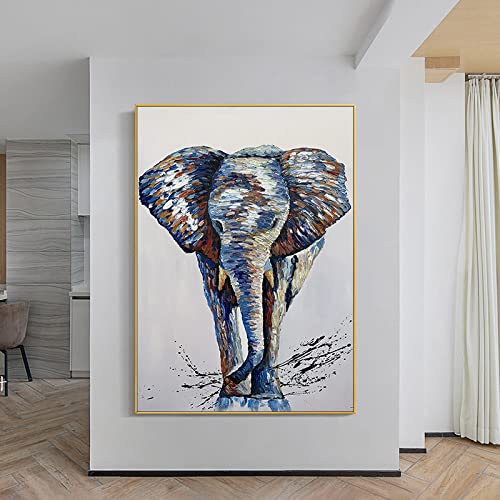 Tableau éléphant texture 3D peint à la main, peinture sur toile luxe abstrait