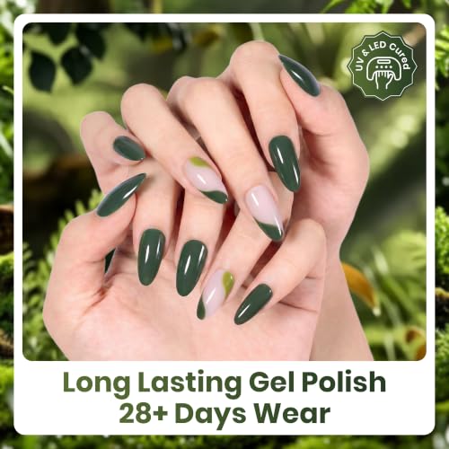 Image of Beetles Green Gel Polish Set - Forest Whisper, 6 Colors Green Gel Nail Polish Set, Soak Off UV Led Summer Nails Art, Long-Lasting Manicure Salon DIY Home Holiday Nails Art