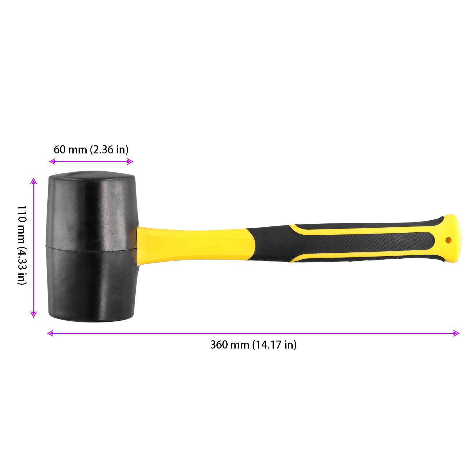 TAICHEUT 2 PCS 32oz Rubber Mallet, 1000g Rubber Hammer for Striking Wood Slate, Black, 30cm - Image 2
