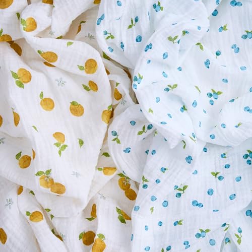 Image of aden + anais Boutique Organic Cotton Muslin Swaddle 2 Pack, Breathable Baby Receiving Blanket, Soft and Lightweight Wrap, Diaper Bag Must Have, Fresh Fruit