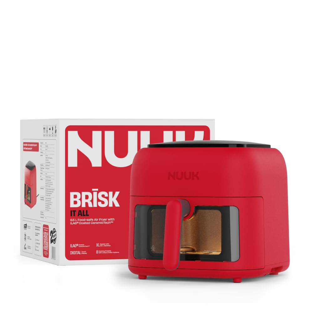 NUUK BRĪSK 6.5L 100% Toxin-Free Air Fryer | ILAG® CeramicTech™ | No Micro plastics, No PTFE, PFAS, PFOA | 8 Cooking Presets | Digital Display | Shake Reminder | 360° Even Cooking-image-27