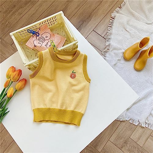Fruit Embroidery Knitted Vest for Toddler Kids Girls Boys Crewneck Pullovers Autumn Winter Inner Wear Sweaters3