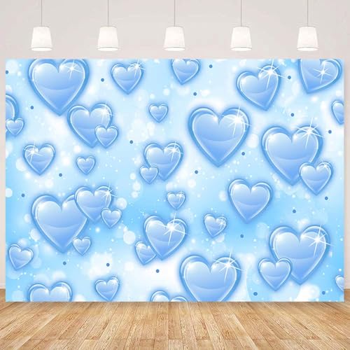 Fondo azul con corazones 7x5ft para fotografía miniatura 1