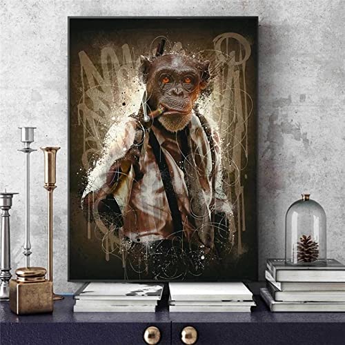 Singe toile peinture moderne graffiti art animalier sans cadre 60x90cm