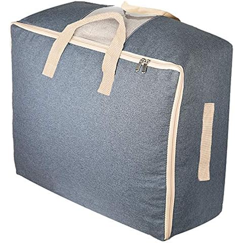 Qozary Large Storage Bags for Comforters, Blankets, Clothes, Quilts and Towels, Better and Sturdy Organizer Bag, Under Bed Storage, Great for Closets, Bedrooms (Gray) Cover