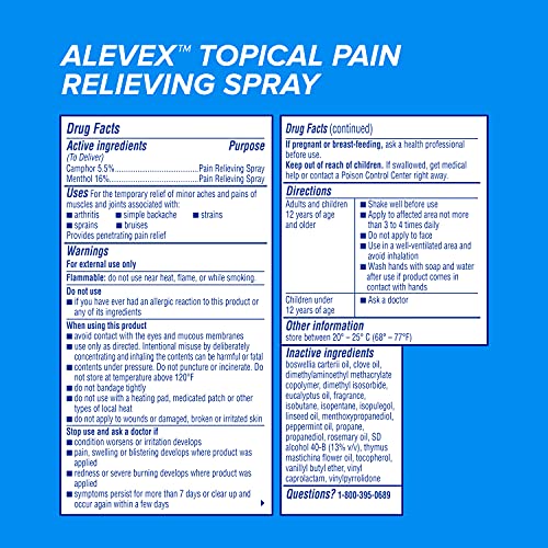 AleveX Pain Relieving Spray, Fast Acting & Fast Drying for Targeted