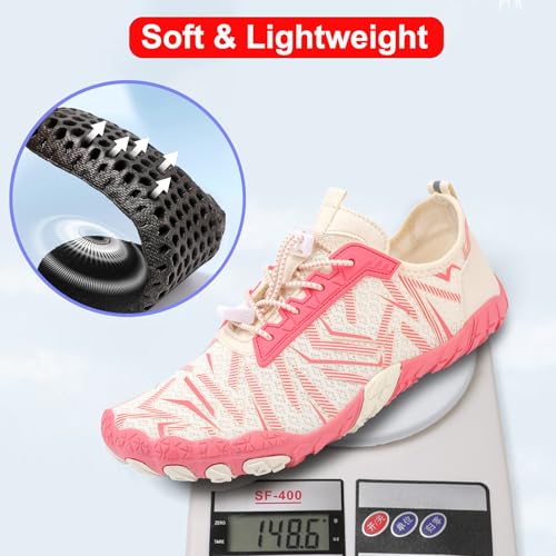 Image of Beach Water Shoes for Women Men Quick Dry Non-Slip Wide Toe Hike Barefoot Footwear for Beach Pool Aqua Swim Surf Walk