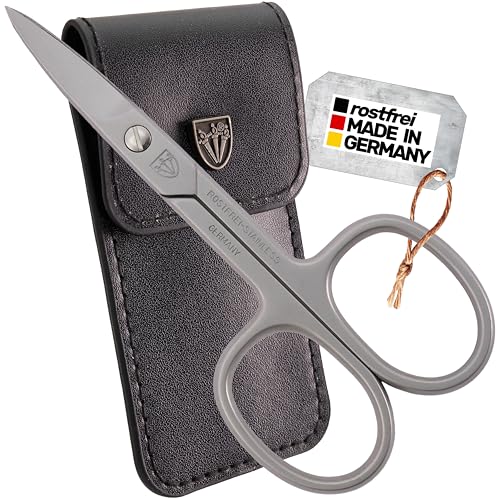 DREI SCHWERTER - Nagelschere gebogen | Scharfe Klinge zum exakten Schneiden von Nägeln. Rostfreie Markenqualität MADE IN GERMANY | Inhalt: Schwarzes Nageletui aus Kunstleder