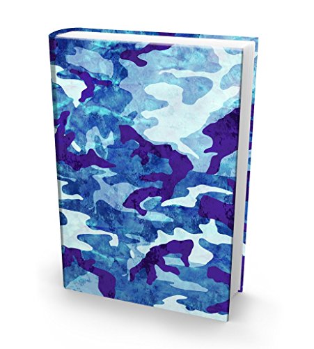 Book Sox Stretchable Book Cover: Jumbo Blue Camo Print. Fits Most Hardcover Textbooks up to 9 x 11. Adhesive-Free, Nylon Fabric School Book Protector. Easy to Put On. Washable & Reusable Jacket.