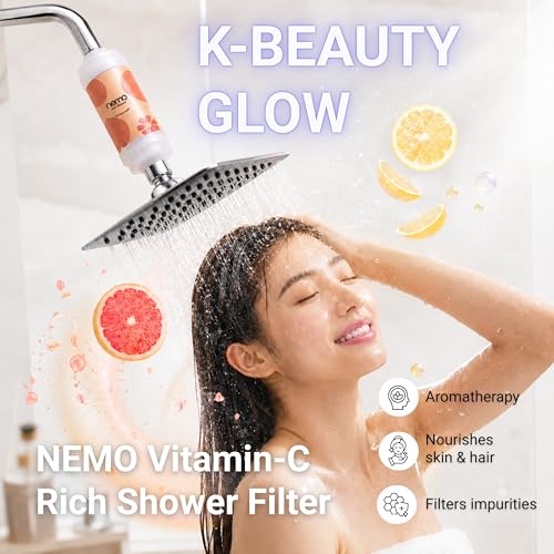 Image of NEMO Vitamin Shower Filter (Sparkling Grapefruit) | Made in South Korea | Vitamin C + Glycerin Enriched | For Soft Skin & Smooth Hair | Advanced Chlorine & Rust Removal | De-stress with Aromatherapy