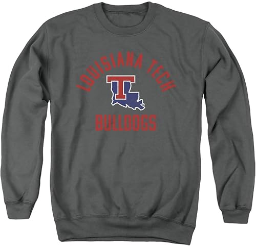 Louisiana Tech University Sudadera unisex con cuello redondo para adultos con logotipo oficial de Bulldogs