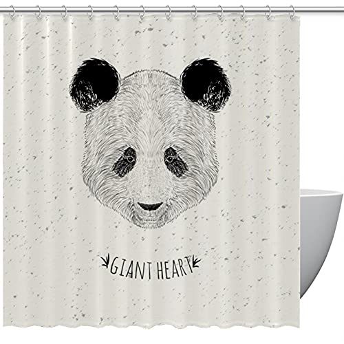 Rideau de douche Panda Beige 183 cm étanche et lavable avec œillets - 2