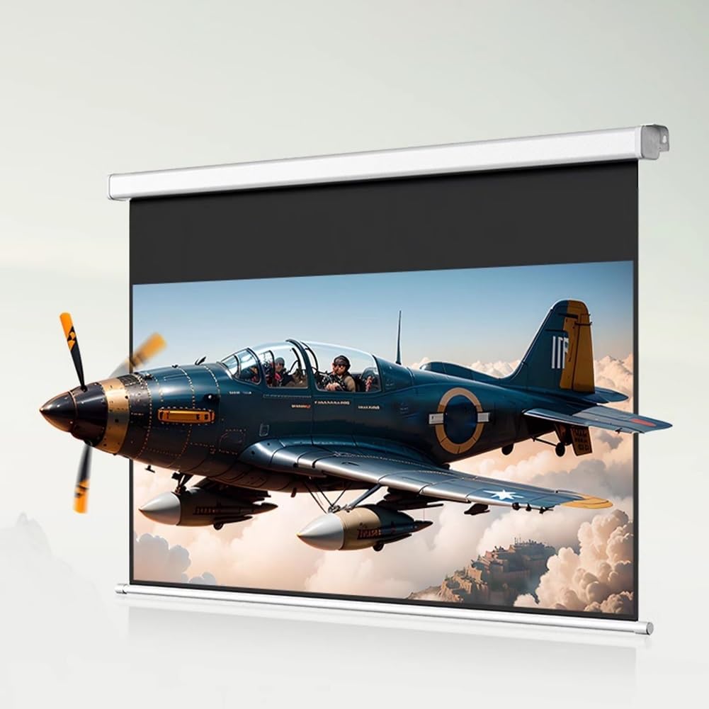 Schermo per Proiettore Motorizzato con Telecomando, Schermo Cinematografico 16:9 8K 4K Ultra HD, Telo Proiettore Montato a Parete/soffitto a Scomparsa per Home Theater, Ufficio, Aula(84 inch)