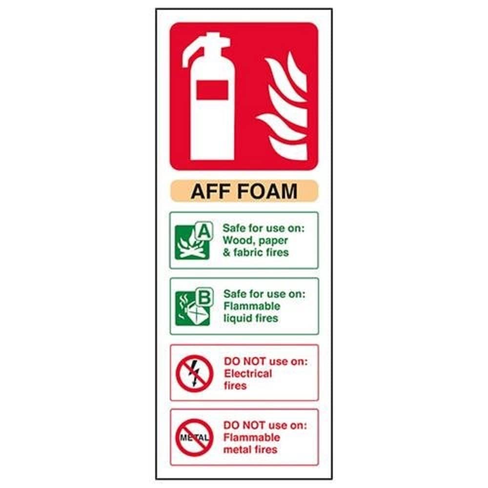 V Safety Aff Foam Id Fire Extinguisher Sign - 75mm x 200mm - Self Adhesive Vinyl