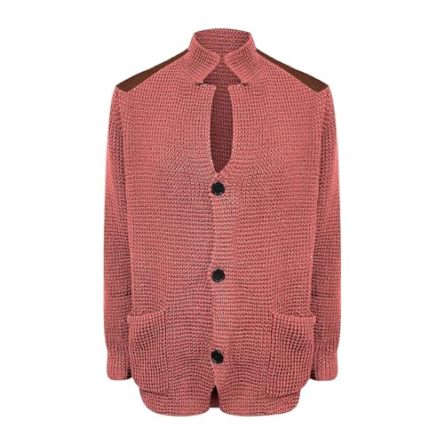 Mens Slim Fit Button Up Patch Cardigan Sweater V Neck Long Sleeve Vintage Cable Knit Cardigan Ribbed Basic Sweater3