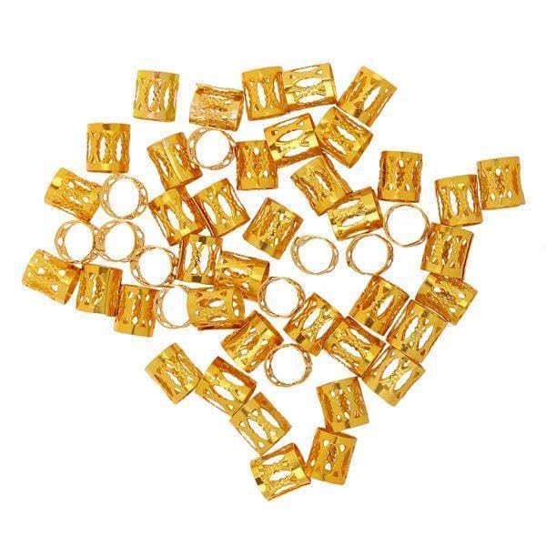 SNAPPSY 4xPhenovo 50pcs/Pack Hair Braid Cuff Adjustable Hair Dreadlock Beads Golden-image-6