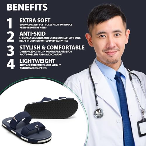 Image of DOCTOR HEALTH SUPER SOFT Tan Slipper for Mens Diabetic & Comfortable || Skid Resistant Flip-Flop & Sliders for Mens