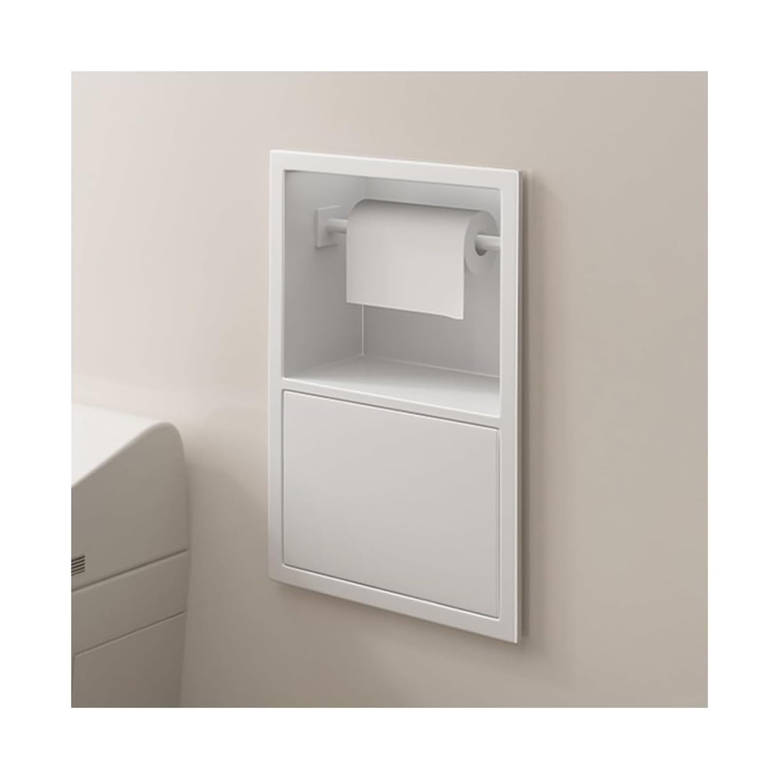 Distributore di Carta igienica in Rotolo da Incasso Commerciale con Contenitore in Acciaio Inox, portarotolo in Metallo Incorporato per Bagno di casa e Hotel (Grigio)