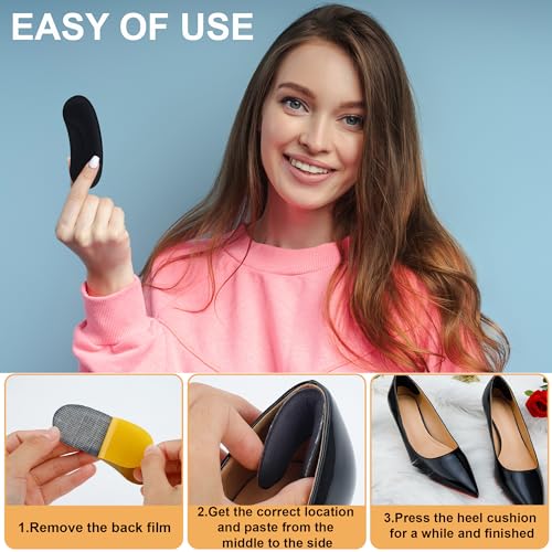 6 Pairs Heel Cushion Pads for Big & Loose Shoes - Protectors for Blisters, Friction & Heel Pain - Anti-Slip Grips to Make Shoes Fit Tighter4