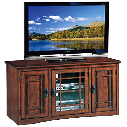 Leick Home 82350 Solid Wood Mission Oak Three Door TV Stand For 55