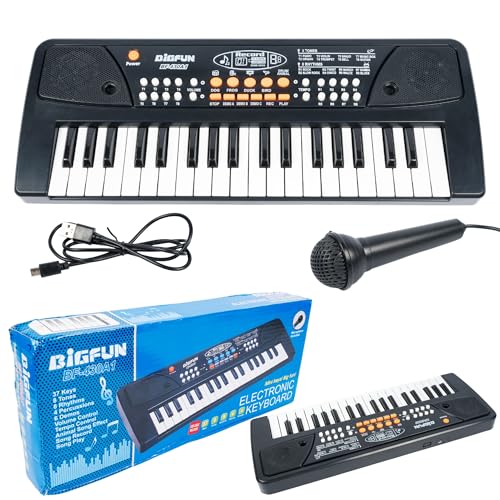 Image of Electronic Keyboard with Mic for Kids & Beginners | Portable 37-Key Starter Piano | Black Piano for Kids & adults | The Perfect Musical Instrument for Kids to Learn & Play.