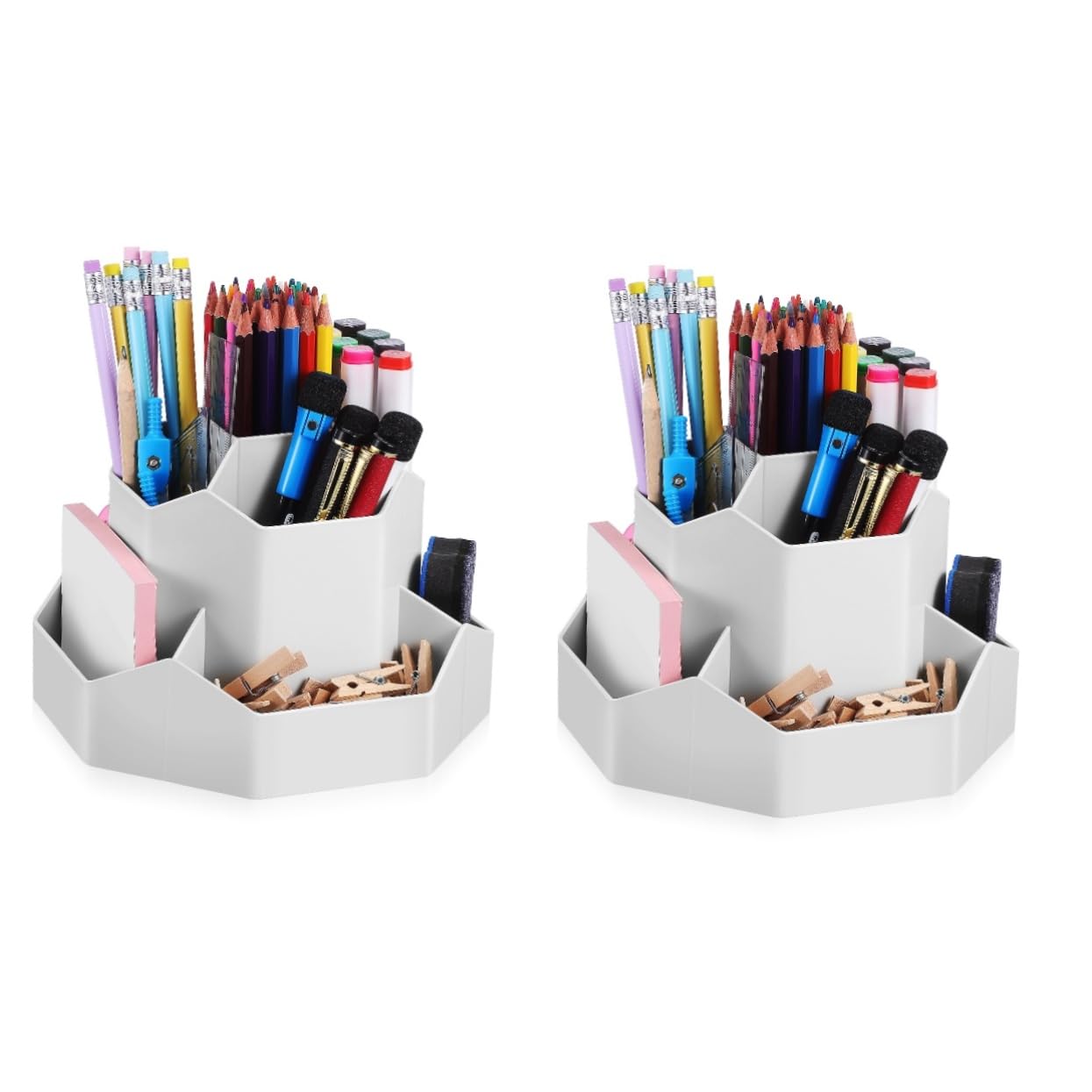 Porte-stylos rotatifs 360° optimisés avec compartiments de tri pour bureau