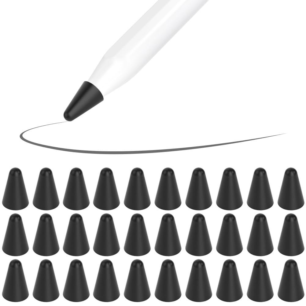 SIXFU Cover Compatible with Apple Pencil Tips, Silicone Nibs Protector for Apple Pen 1 and 2 Gen iPencil Tip Paper Feel Cap Accessories(Black * 30)-image-49