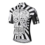 weimostar Men's Cycling Jersey Men Mountain Bike Jerseys Short Sleeve Tops Lycra Cuff (White Skull Flower M)