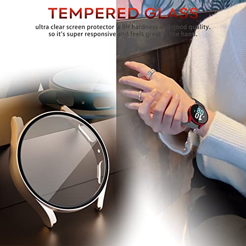 44Mm Case For Samsung Galaxy Watch 5/4 Screen Protector Case 40Mm 44Mm, Hd Protective Screen + Rugged Matte Bumper Case, Stylish Face Cover For Samsung Watch 5&4 Accessories - 44Mm, Carbon Fiber #TOP5