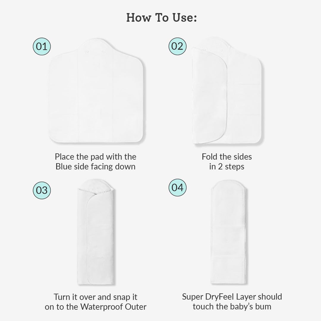 SuperBottoms Dry Feel Pad set of 3 - Cloth diaper soaker/insert for SuperBottoms Freesize UNO cloth diaper for Babies - Image 5 thumbnail