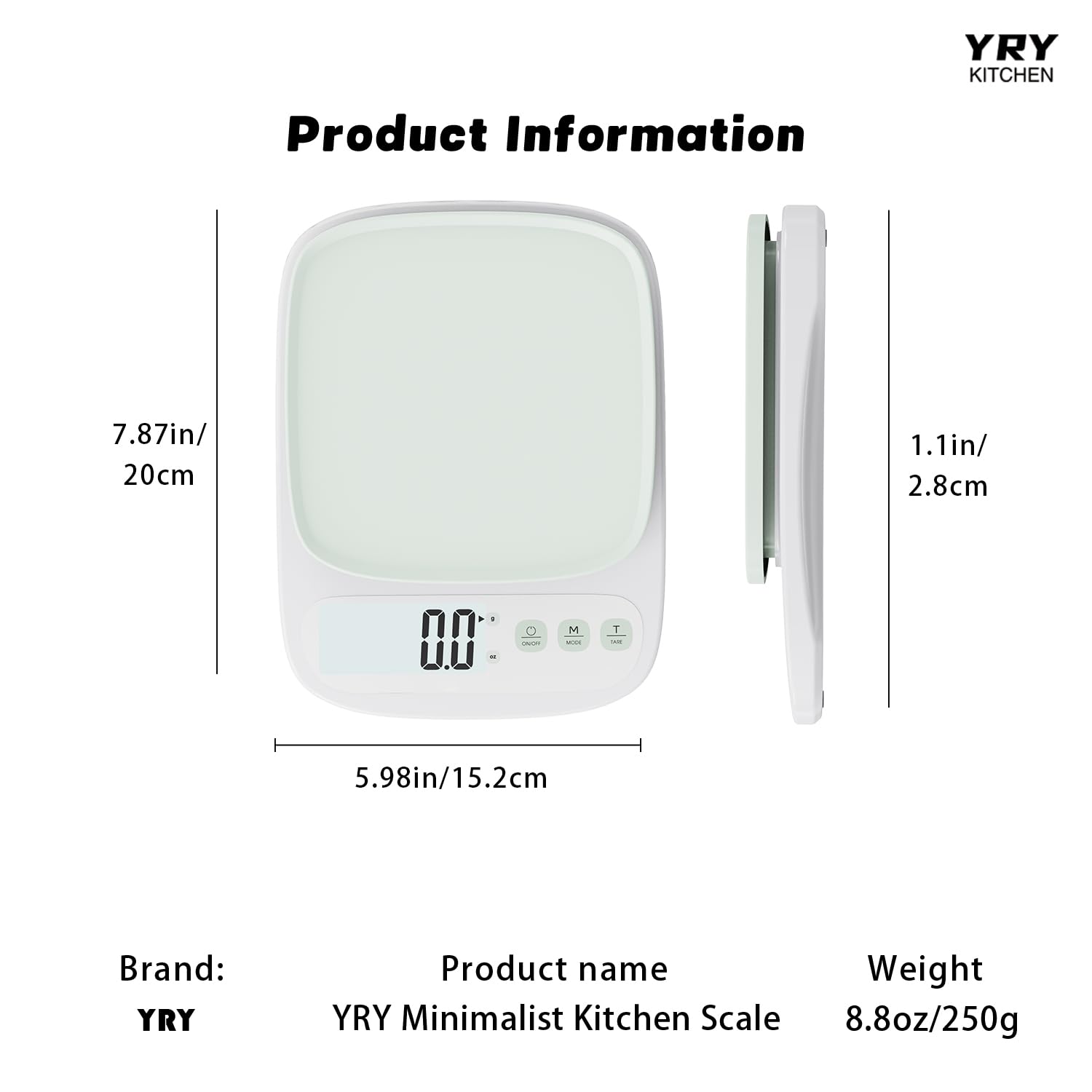 YRY Balance de cuisine minimaliste ultra précise – Compagnon de pâtisserie et de cuisine, capacité de 3 kg, graduation de 0,1 g, grand écran LCD, fonction tare et unité ML – Rose (3 kg/0,1 g)