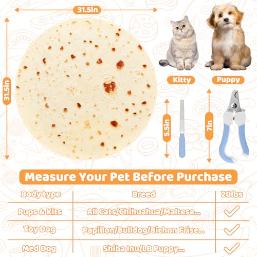 Image of 31.5 inch Large Cat Grooming Wrap for Cutting Nails, Self-Stick Dog Cat Burrito Wrap with Nail Clippers Kit, Soft Tortilla Blanket Pet Tool Gifts for Multifunctional Care Medicine Anti-Escape
