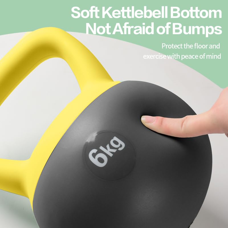 Soft Kettlebell 5lb 10lb 20lb, Strength Training Kettlebells for Womens, Kettle Bell with Iron Sand Filled, Non-Slip Handle Weights for Home Gym Workout (17.6, Pounds)