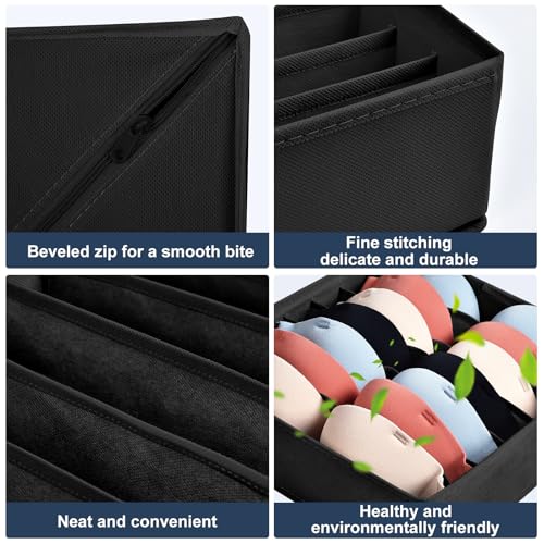 AiQInu BH Organizer Aufbewahrungsbox,7 Zellen Faltbare Schubladen Organizer für BH,2 Stück Kleiderschrank Schublade Divider Unterwäsche Organizer zum Aufbewahren von BHs,Socken und Krawatten