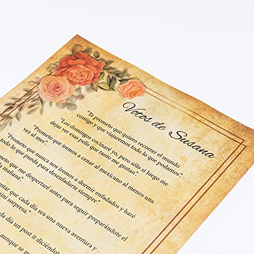 Miniatura 4 de 25 Hojas Papel Pergamino Antiguo Con Marco De Flores Vintage, Din A4, Doble Cara, Alto Gramaje 120g M , Bonito Y Envejecido, Escribir, Imprimir, Manualidades, Carta, Recortes, Scrapbook, Invitaciones