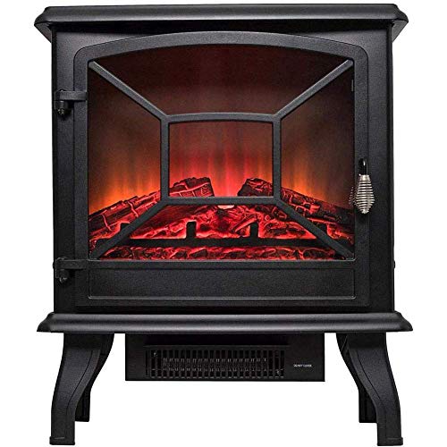 Tragbare Elektroherd Heizung Kamin Elektrisches Feuer mit realistischem Holzofen 3D-Effekt und 2 Wärmeeinstellungen - Tragbare freistehende