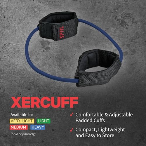 Image of SPRI Xercuff Leg Resistance Band Exercise Cord with Non-Slip Padded Ankle Cuffs (All Bands Sold Separately) Portable for the Gym or At Home Workout Equipment