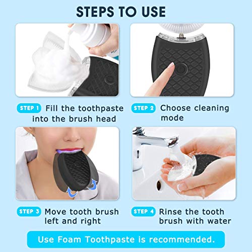 Ultrasonic Electric Toothbrush Adults, Automatic Toothbrush U Shaped Whole Mouth 360° Cleaning Teeth Whitening Hands Free Rechargeable Ipx7 Waterproof #TOP7
