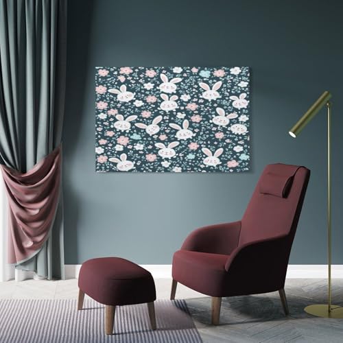 Decoration murale lapin retro grand tableau pour habiller un salon - 4