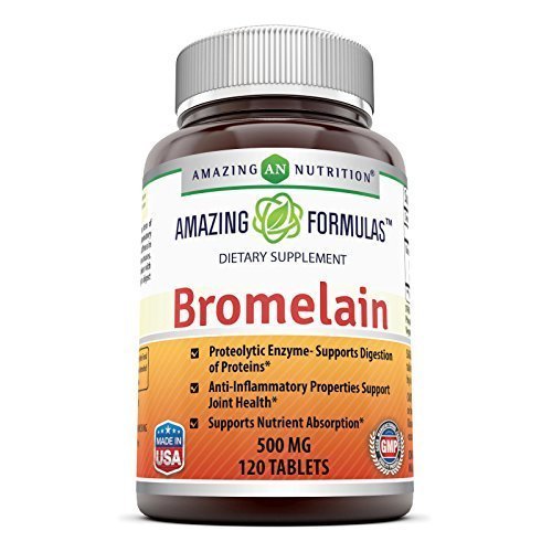 Amazing Nutrition Bromelain Proteolytic Digestive Enzymes Supplements, 500 mg, 120 Tablets (Non-GMO,Gluten Free)
