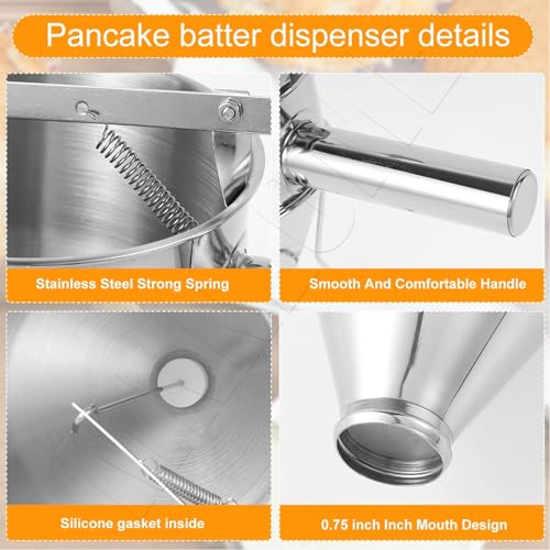 Imbuto per Dolci Cucina, 1.2L Imbuto a Pistone in Acciaio Inossidabile Dispenser per Pasta Pancake Dispenser con Supporto, per Pasticceria, Cucina, Torte, Marmellate, Muffin, Cioccolatini - immagine 5