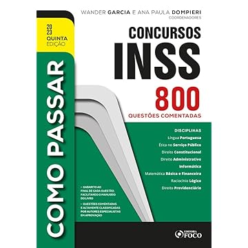 Capa do livro Como Passar em Concursos do INSS - 800 Questões Comentadas - 5ª Ed - 2023