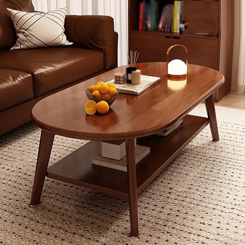 Table basse moderne en bois à 2 niveaux – Table centrale élégante pour salon – Table basse à cocktail pour siège au sol Finition marron 120 x 60 x 45...
