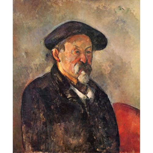 Autoportrait avec béret par Cezanne impression giclée roulée toile décoration murale 101x127 cm