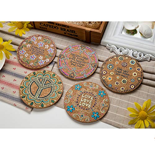 WINOMO 4Pcs Porta Copos de Cortiça Coasters Bebida Copo Padrão Coasters Coasters Coasters Placemat C