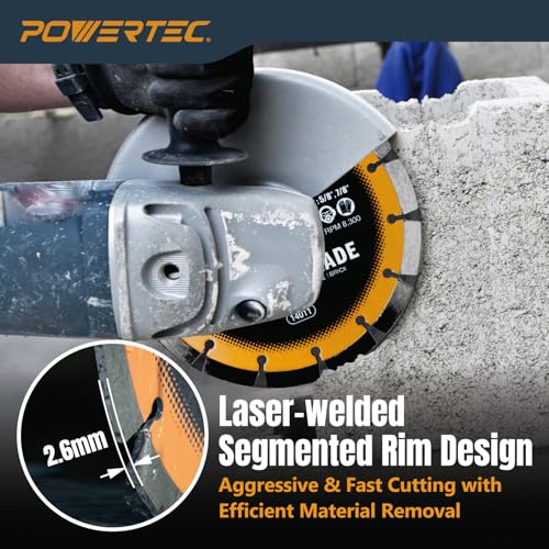 Image of POWERTEC 7 inch Laser-Welded Segmented Diamond Saw Blade for Wet Tile Saw, Diamond Blade for Cutting Cured Concrete, Block, Brick, Pavers, Masonry, 7 inch Diamond Blades for Wet /Dry Cutting, 1PK (14011)