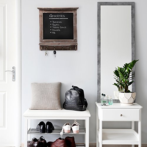 Mygift® Wall Mount Country Rustic Brown Wood Framed Memo Chalkboard Wall Organizer With 4 Key Hooks #TOP1