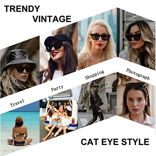Cat Eye Sunglasses for Women Trendy, Vintage Oversized Square Cateye Sunglasses Fashion Retro Cat Eye Glasses4