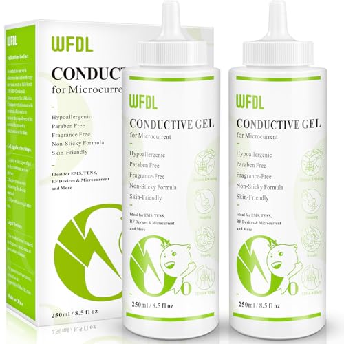 WFDL Conductive Gel, Safe and Non-Sticky Microcurrent Gel for Face, Perfect for RF, EMS and TENS, 8.5 oz, 2-Pack
